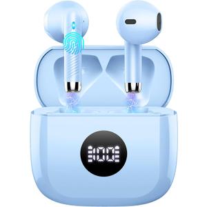 Wireless Earbuds, Bluetooth Ear Buds LED Power Display Headphones Bass Stereo, Bluetooth Earbuds in-Ear Noise Cancelling Mic, 40H Playback Mini Case IP7 Waterproof Sports Earphones for Android iOS