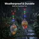 Outdoor Solar Lantern Solar Lights Outdoor Colorful LED Lanterns Powered Waterproof Garden Lanterns Retro Metal Lights with Handle for Garden Patio Yard Decor, 2 Pack Brown