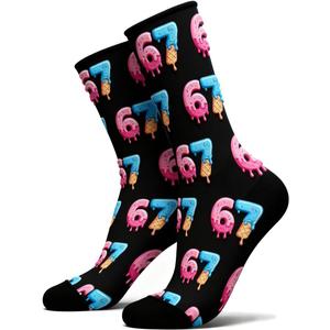Six Seven 67 Socks Ice Cream for Men Women, 6 7 Meme Design Funny Sock,67 Socks For Boys Girls Women Men