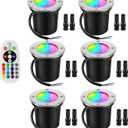 RGBW Warm White Low Voltage Landscape Lighting 10W Color Change LED Well Landscape Lights IP67 Waterproof Outdoor Landscape Lighting 12V-24V Pathway Garden Deck In-Ground Lights (6)