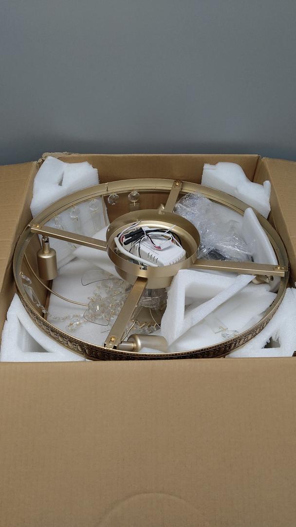 4 light Crystal Ceiling Fan Gold
