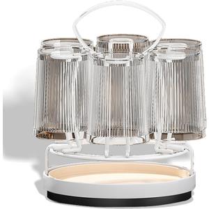 360 Rotating Coffee Mug Rack with 6 Hooks & Removable Drip Tray, Space-Saving Kitchen Counter Organizer for Clean, Easy Access to Cups and Mugs (White)