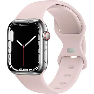2 x JXGM Compatible with Apple Watch Band 38mm 40mm 42mm 44mm, Soft Silicone Sport Wristbands Replacement Strap for iWatch Series SE 6 5 4 3 2 1 Sport Edition for Women Men (Pink Sand, 42mm/44mm S/M)