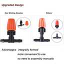 Three-Way Atomizing Nozzle 1/4 Inch, 50 Pcs Adjustable Micro Spray Irrigation Emitters, Drip Irrigation Parts Accessories for Patio Lawn Greenhouse Vegetable Irrigation Supplies
