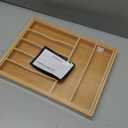 Large Premium Bamboo Silverware Organizer - Expandable Drawer Organizer & Utensil Organizer - 17"x19.7" Cutlery Tray with Dividers for Kitchen Utensils and Flatware (7-9 Slots) (Natural)