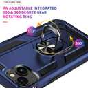 Korecase for iPhone 15 Phone Case with Ring Stand,Military Grade Heavy Duty Protective for iPhone 15 Shockproof Case Blue