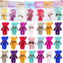 24 Pcs Valentines Gift Cards for Kids with Plush Bears Plush Toys Stuffed Animal Plush Toys for Kids Girls Boys Valentines Gifts Party Favors Classroom School Exchange Prize