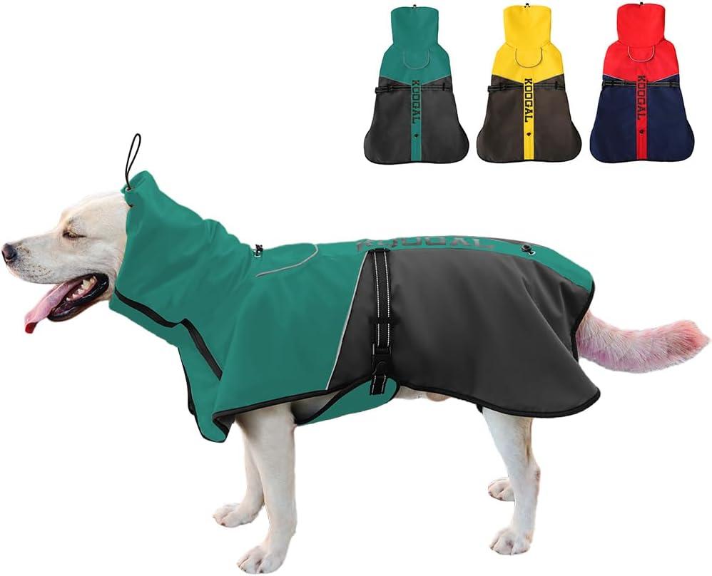 Pet Dog Clothes Coat for Large DogsPet Waterproof Warm Winter Jacket Cold Weather Coats Reflective Pet Vest Warm Fleece Dogs Snowsuit,Dog Raincoat Rain Poncho Windbreaker(Green, 6XL) (6XL-Fit Up to 110 lbs)