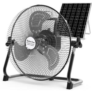 xingruyu 14'' Solar Powered Fan,15000mAh Rechargeable 2 in 1 Solar Panel or AC Charger Powered Solar Fan For Camping Fishing Household Indoor Outdoor