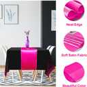 MASHAN 16Pack Disposable Plastic Party Tablecloths and Satin Table Runner Set - Black Hot Pink Dot - Wedding, Birthday, Baby Shower, Anniversary, Holiday Party Decorations