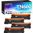 INK E-SALE Compatible Toner Cartridge Replacement for Brother TN660 TN630 use for MFC-L2700DW HL-L2340DW HL-L2300D HL-L2380DW DCP-L2540DW DCP-L2520DW MFC-L2740DW MFC-L2720DW (4 Pack Black, Design V3)