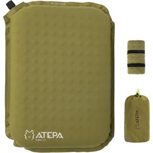 ATEPA Inflatable Seat Cushion, Self-Inflating Portable Stadium Airplane Travel Foam Cushion Pad for Camping, Sports Events, Outdoor (1 Pack Olive)