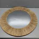 24 Inch Natural Jute Mirror, Wall Mounted Round Mirror with Metal Frame, Wall Decor Rustic Farmhouse Boho Decor Accent for Bathroom, Bedroom, Living Room, or Entryway