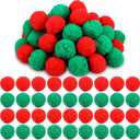 Soulchen 60 Pcs Christmas Fake Snow Balls, 2.8 Inch Christmas Red and Green Pom Pom Balls Artificial Fake Snowballs for Indoor and Outdoor Party Games Winter Snow Fight Xmas Tree Decoration