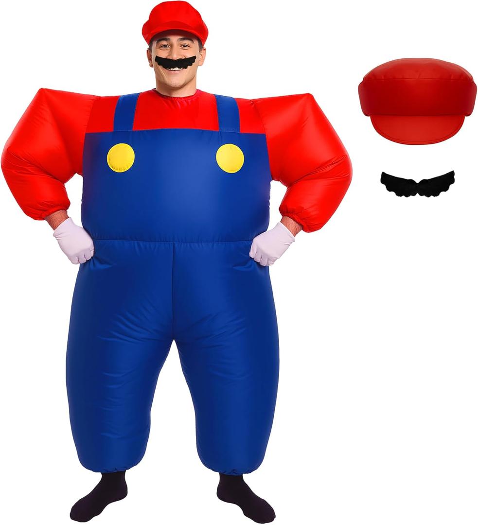 Morph Inflatable Megamorph Giant Red Plumber Costume, Plumbers Costume Mens, Inflatable Costumes Adult, Blow Up Costumes for Adult