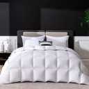 Luxury Goose Feathers Down Comforter Full Size, 750 FP Fluffy All Season Duvet Insert Full, Ultra-Soft Hotel Bedding Comforter with Sorona Fill (White, 82x86 Inches)