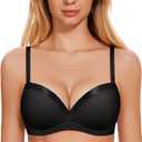Wingslove Women's Push Up Bra Padded Comfortable Plunge T Shirt Bras Underwire Support Lift Up Add One Cup (32D, Black)