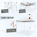 EAGLE PEAK Pop Up Canopy Tent with Wheeled Carry Bag, 8 Stakes, 4 Ropes, Easy Set Up Tent Canopy, 8x8 ft White