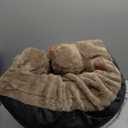 Hollypet Fluffy Plush Dog Cat Pet Couch Soft Calming Sofa Bed for Medium Small Cats and Dogs, Gray, 28"x21"x10" (Dark Brown)