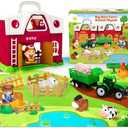 Farm Animal Toys for 1 2 3 Year Old Toddlers, Big Red Barn with Farm Mat & Animals & Tractor Toy for Boys Girls, Montessori Learning Interactive Barn Set for Kids 1-3, Ideal Christmas Birthday Gifts : Toys & Games
