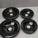 Masfrio WB31M20 WB31M19 Replacement Drip Pans for GE Hotpoint Range Cooktop - Includes 2 x 6-Inch & 2 x 8-Inch Burner Bowls, Compatible with WB31M0020 WB31M0019 & More (4-Pack, Black)