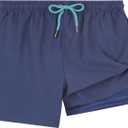 UMELOK Boys Swim Trunks with Compression Liner Toddler Swimsuit (10-12 Years, Navy Blue)