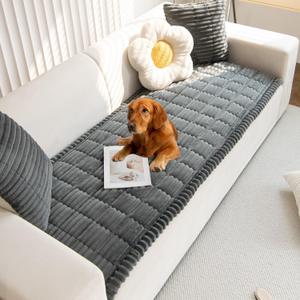 Mivnue Pet Couch Cover, Couch Covers for Dogs, Washable Dog Sofa Covers Couch Protector, Fuzzy Non Slip Couch Slipcover Pet Friendly (27.6" x 70.9", Dark Grey)