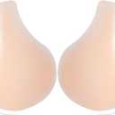 Adhesive Bras - Silicone Breast Lift Invisible Bra Reusable Nipple Covers Strapless Backless Push Up Sticky Bra for Women (Large, Nude)
