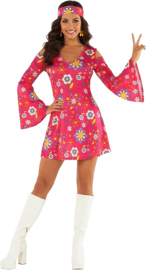 Morph 70s Costumes For Women, 60s Dress For Women, Disco Costume Womens, Halloween Costumes For Womens Adult (Large)