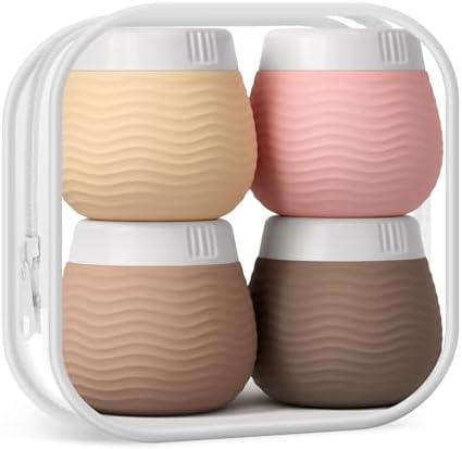 Yinke Travel Containers for Toiletries, Silicone Cream Jars, TSA Approved Travel Size Containers, Leak-proof Travel Essentials/Accessories with Lid for Cosmetic Face Body Cream(4 Pack)