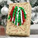HUIHUANG Red White Green Bows for Gift Wrapping Christmas Curly Gift Bows 6 inch Self Adhesive Christmas Bow for Presents Gifts Bags Gift Basket - 6 Counts