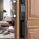 Keyless Entry Door Lock with Lever, Full Escutcheon Smart Door Handle, Digital Keypad Deadbolt with App, Front Door Handleset with Single Cylinder Deadbolt and Lever, Auto Locking, Black Finish