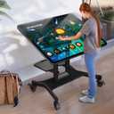 ONKRON Mobile TV Stand on Wheels for 32-70 Inch TVs, max Load 99 lbs, Tilting, Height Adjustable TV Portable Stand, VESA 100x100-600x400, Low Height TV Cart Rolling TV Stand with Shelf Black