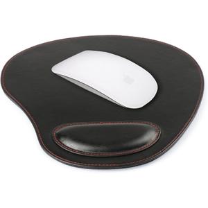 Londo PU Leather Oval Shape Non-Slip Mousepad with Wrist Rest Support, Waterproof Surface, Comfort Memory Foam, Light Ergonomic Design Mouse Pad for Laptop, Desktop (Black)