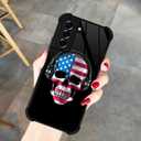 CARLOCA Compatible with Samsung S22 Case,American DJ Skull Samsung Galaxy S22 Cases Graphic Design Shockproof Anti-Scratch Drop Protection Case