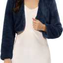 Allegra K Formal Bolero for Women's Evening Dressy Faux Fur Shrug Jacket (Blue, L)