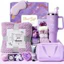 Birthday Gift for Women, Luxury Self Care Spa Gift Basket with Blanket for Mom, Wife, Sister, Friend, Girlfriend, Grandmother, Get Well Soon & Christmas gift for Her (Lavender)