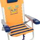 Life is Good 4-Position Lace-up Backpack Beach Chair with Pillow, Cup and Phone Holder, Canyon Orange