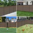 5' x 12' Outdoor Privacy Fence with Iron Poles Ground Spikes Dog Metal Garden Privacy Fence Backyard Patio Yard Barrier Boarder Divider (Brown)