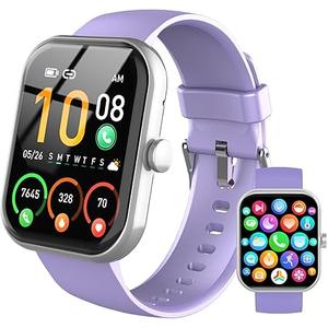 Smart Watch for Men Women (Answer/Make Call), 1.96" HD Fitness Tracker Running Watch, IP68 Waterproof,Pedometer, Sleep/Step/Activity/Heart Rate Monitor,110+ Sport Mode Smartwatch for iOS Phone,Purple