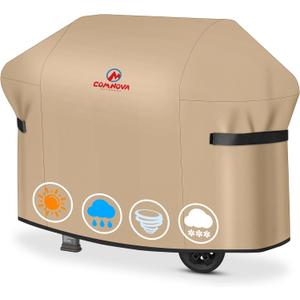 Comnova Grill Cover 58 Inch - 600D BBQ Cover for Outdoor Grill Waterproof and Heavy Duty, 58 Inch Barbecue Gas Grill Covers for Weber, Char-Broil, Nexgrill, Monument, Dyna-glo, Brinkmann and More (Beige)