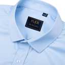 J.VER Men's Dress Shirts Solid Long Sleeve Stretch Wrinkle-Free Formal Shirt Business Casual Button Down Shirts (Blue, XXL)