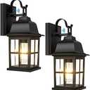 2-Pack Dusk to Dawn Outdoor Wall Lights, Exterior Light Fixtures with Photocell, 100% Anti-Rust Aluminium Outside Black Wall Lanterns, Waterproof Outdoor Wall Sconces for Porch Patio House Garage