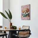 Funny Animal Canvas Wall Art Cute Dog Reading Books In Bed Posters Vintage Trendy Pink Preppy Print Painting Picture Pet Lovers Wall Decor for Girls Bedroom Living Room Bathroom 12x18inch Framed