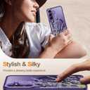 Goodon for Galaxy S24 Case, Wireless Charging Compatible, Shockproof Translucent Matte Cover - Cute Floral Design Phone Case for Women Girls - Elegant Lavender