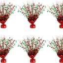 6 Pack Metallic Foil Spary Centerpieces for Tables, Red Green Centerpieces for Tables Decorations, Star Brust Table Centerpieces for Birthday Graduation Wedding Baby Shower Party
