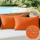 MIULEE Pack of 2 Outdoor Waterproof Throw Pillow Covers Decorative Farmhouse Linen Pillow Covers Solid Color Couch Pillow Covers for Patio Tent Bed Balcony Couch Sofa Living Room 12x20 Inch Orange