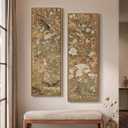 Framed Vintage Long Narrow Chinoiserie Wall Art for Living Room, 60x20 Inch, 20" W x 60" H x 2 Pcs