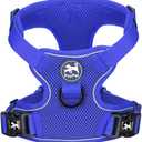PoyPet Reflective Soft Breathable Mesh Dog Harness Choke-Free Double Padded Vest with Adjustable Neck and Chest(Royal Blue,S)