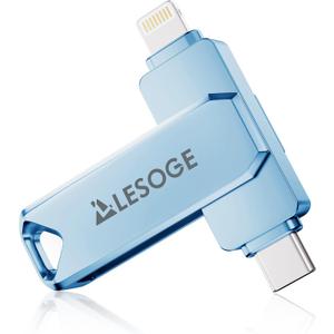 MFi Certified 256GB Flash Drive for iPhone Photo Stick Thumb Drive, USB Memory Stick iPhone Flash Drive for Photos Videos, High Speed Jump Drive External Storage for iPhone/iPad/Android/PC (Blue)